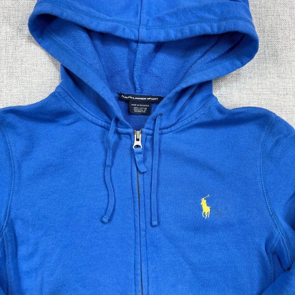 Vintage Y2K Ralph Lauren Sport Zip Hoodie Sweatshirt‎ Women Small Blue Preppy - Picture 2 of 8
